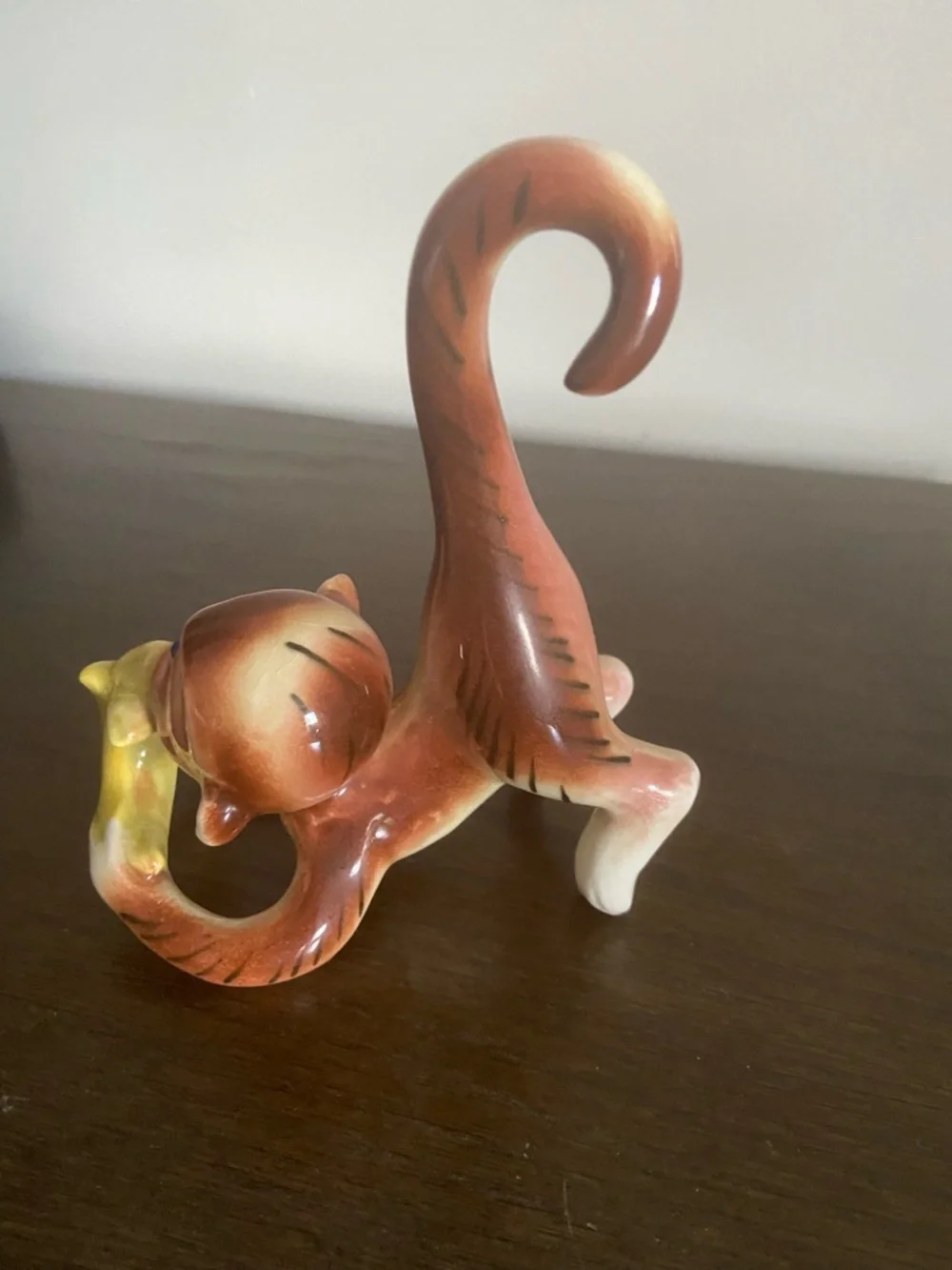 Vintage Ceramic Monkey Figurine Eating Banana